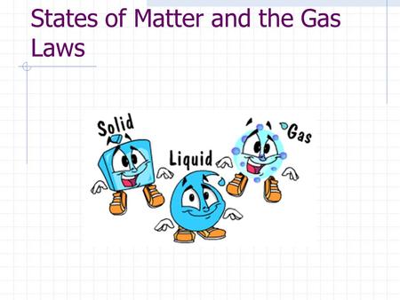 States of Matter and the Gas Laws is anything that has mass and takes up space is classified into one of five states of matter Solid Liquid Gas Plasma.