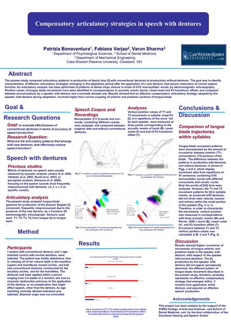 Abstract Research Questions The present study compared articulatory patterns in production of dental stop [t] with conventional dentures to productions.