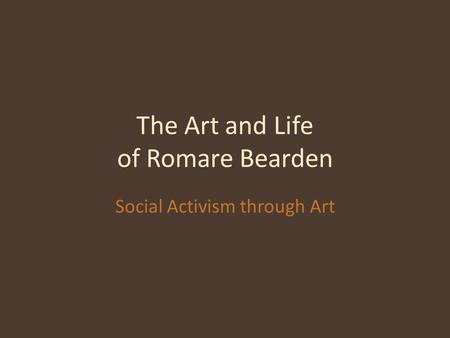 The Art and Life of Romare Bearden