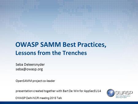 OWASP SAMM Best Practices, Lessons from the Trenches