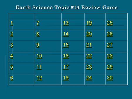 Earth Science Topic #13 Review Game