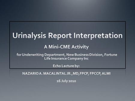 Urinalysis Report Interpretation