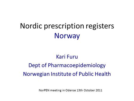 Nordic prescription registers Norway