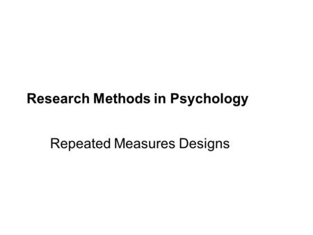 Research Methods in Psychology