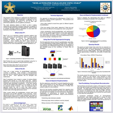 “SEMI-AUTOMATED PARALLELISM USING STAR-P  “SEMI-AUTOMATED PARALLELISM USING STAR-P  Dana Schaa 1, David Kaeli 1 and Alan Edelman 2 2 Interactive Supercomputing.