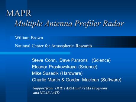 MAPR Multiple Antenna Profiler Radar