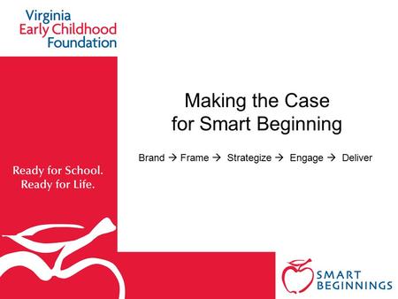 Making the Case for Smart Beginning Brand  Frame  Strategize  Engage  Deliver.