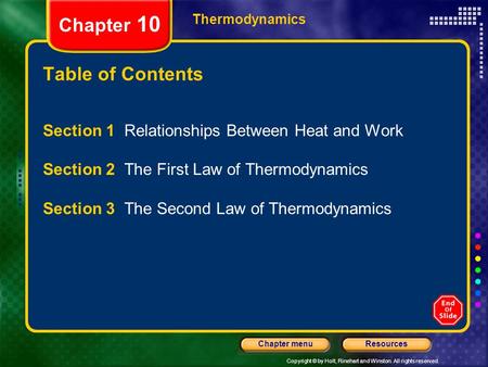 Chapter 10 Table of Contents