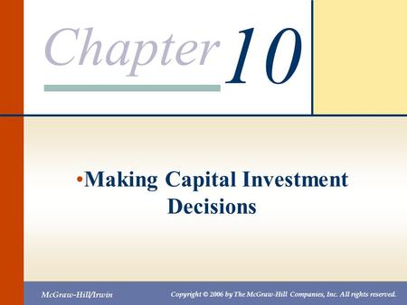 Making Capital Investment Decisions