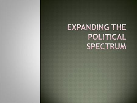  Liberals are on the left side of the political spectrum and tend to favor progress and reform/change.  Conservatives are on the right side of the political.