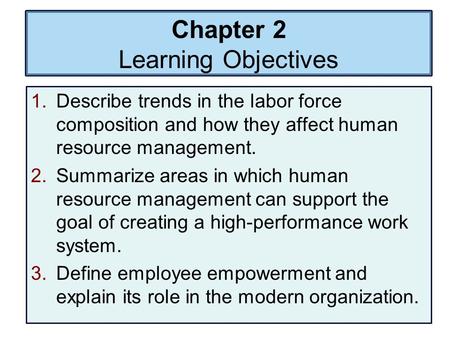 Chapter 2 Learning Objectives