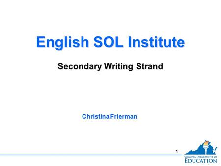 Secondary Writing Strand