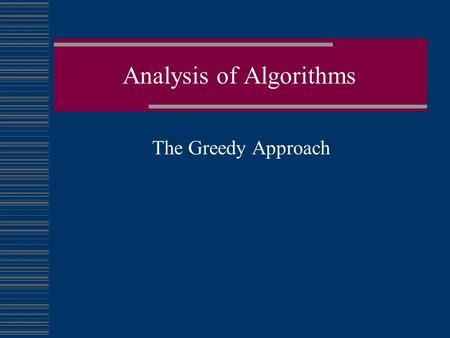 Analysis of Algorithms