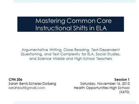 Mastering Common Core Instructional Shifts in ELA