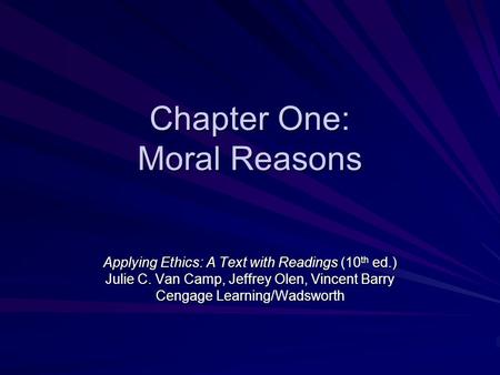 Chapter One: Moral Reasons