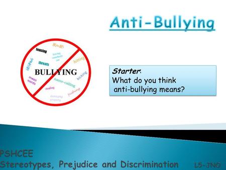 Starter: What do you think anti-bullying means? Starter: What do you think anti-bullying means?