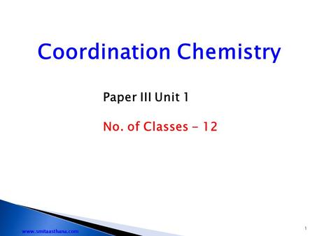 Coordination Chemistry