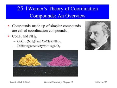 25-1Werner’s Theory of Coordination Compounds: An Overview