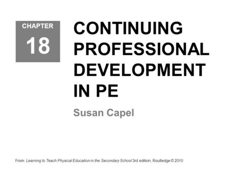 CONTINUING PROFESSIONAL DEVELOPMENT IN PE