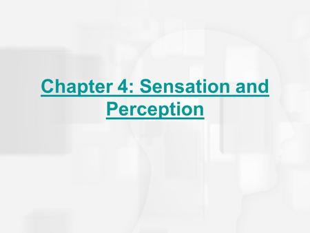 Chapter 4: Sensation and Perception