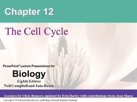 Chapter 12 The Cell Cycle.