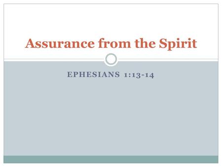 EPHESIANS 1:13-14 Assurance from the Spirit. Included in Him When you heard When you believed When you heard Jesus died to pay for sin and you believed.