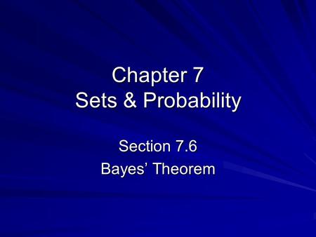 Chapter 7 Sets & Probability