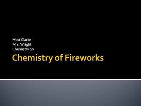 Chemistry of Fireworks