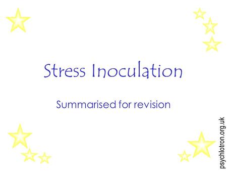 Stress Inoculation Summarised for revision psychlotron.org.uk.