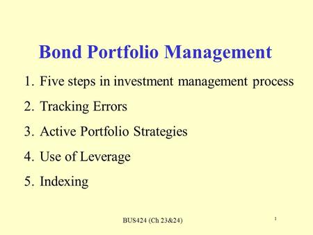 Bond Portfolio Management