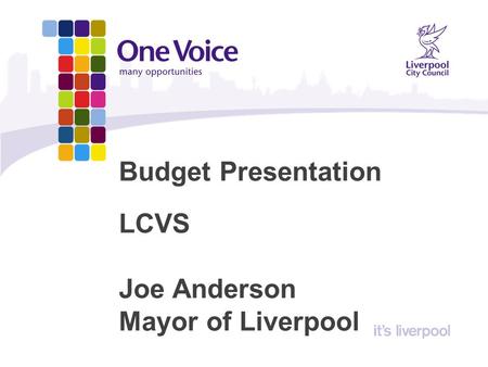 Budget Presentation LCVS Joe Anderson Mayor of Liverpool.