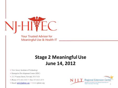 New Jersey Institute of Technology Enterprise Development Center (EDC) 211 Warren Street, Newark, NJ 07103 Phone: 973-642-4055 Fax: 973-622-2075 Email: