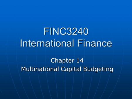 FINC3240 International Finance