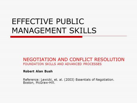 EFFECTIVE PUBLIC MANAGEMENT SKILLS