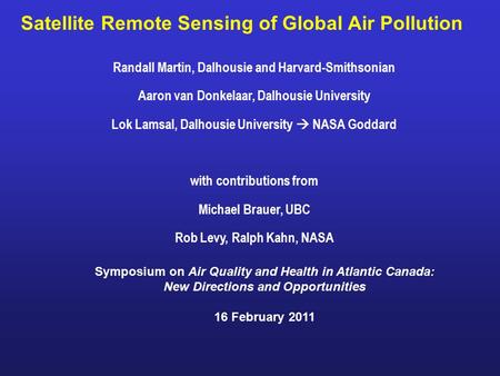 Satellite Remote Sensing of Global Air Pollution