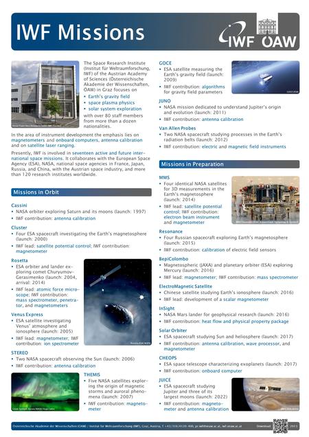 Österreichische Akademie der Wissenschaften (ÖAW) / Institut für Weltraumforschung (IWF), Graz, Austria, T +43/316/4120-400, iwf.oeaw.ac.atDownload:2013.