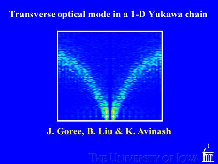 Transverse optical mode in a 1-D Yukawa chain J. Goree, B. Liu & K. Avinash.