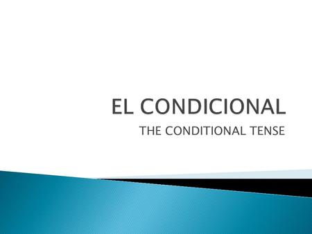 THE CONDITIONAL TENSE.  Just as the future tense in Spanish is used to tell what will happen, the conditional tense expresses what someone would do or.