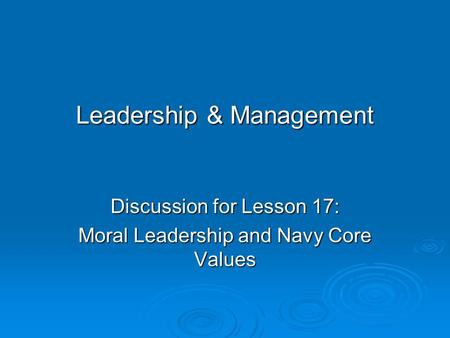 Leadership & Management