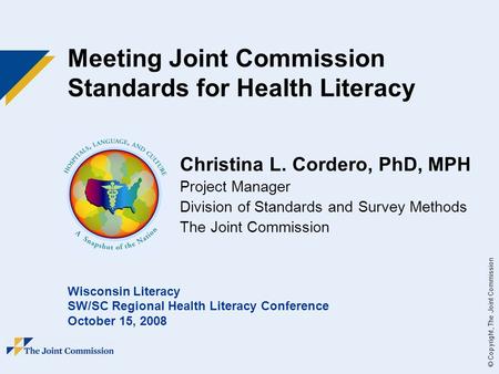 Meeting Joint Commission Standards for Health Literacy