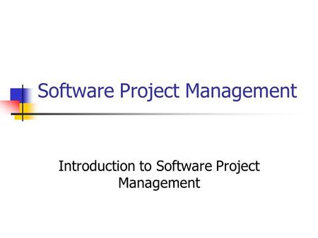 Software Project Management