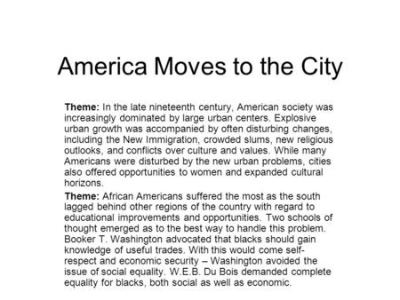 America Moves to the City