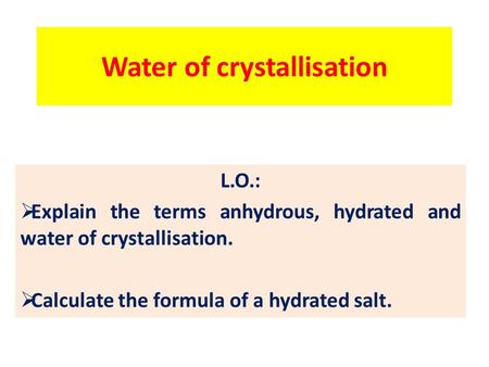 Water of crystallisation