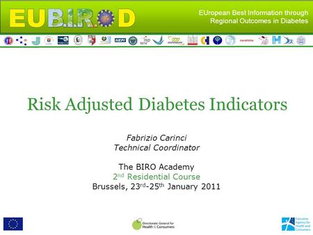 EUropean Best Information through Regional Outcomes in Diabetes Risk Adjusted Diabetes Indicators Fabrizio Carinci Technical Coordinator The BIRO Academy.