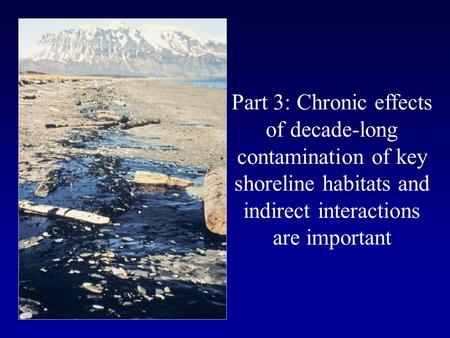 Part 3: Chronic effects of decade-long contamination of key shoreline habitats and indirect interactions are important.