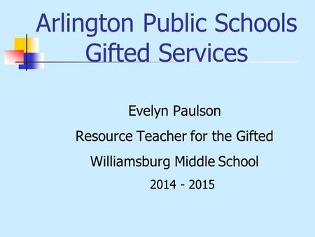 Arlington Public Schools Gifted Services