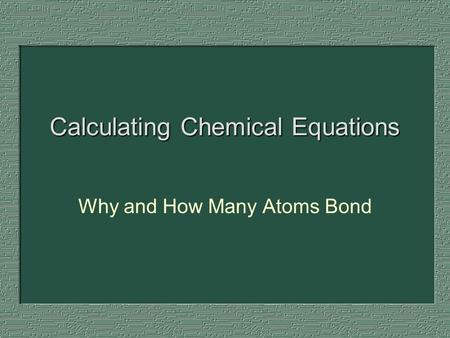 Calculating Chemical Equations