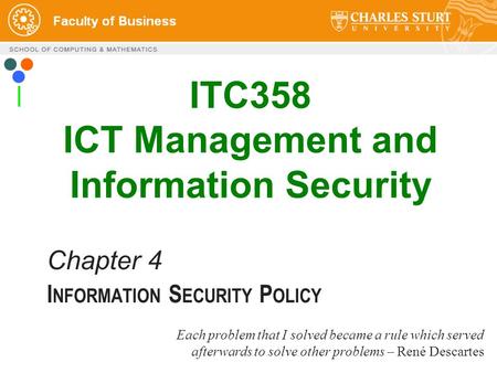 ITC358 ICT Management and Information Security