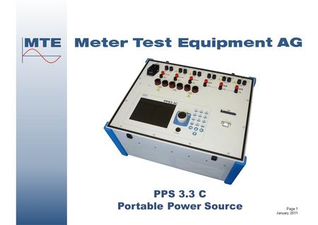 PPS 3.3 C Portable Power Source Page 1 January 2011.