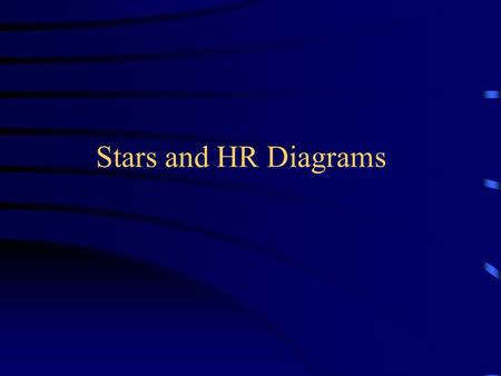 Stars and HR Diagrams. Nuclear fusion reaction –In essence, 4 hydrogen nuclei combine (fuse) to form a helium nucleus, plus some byproducts (actually,